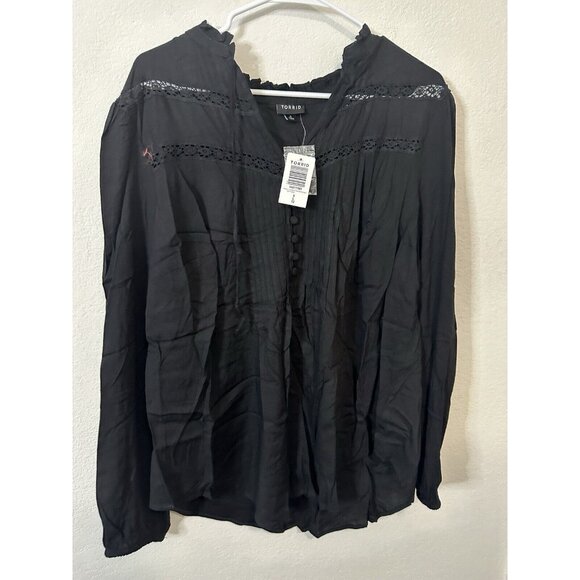 Torrid Lenny Black Long Sleeve Button Front Blouse Shirt Size Large (0) - Picture 1 of 7